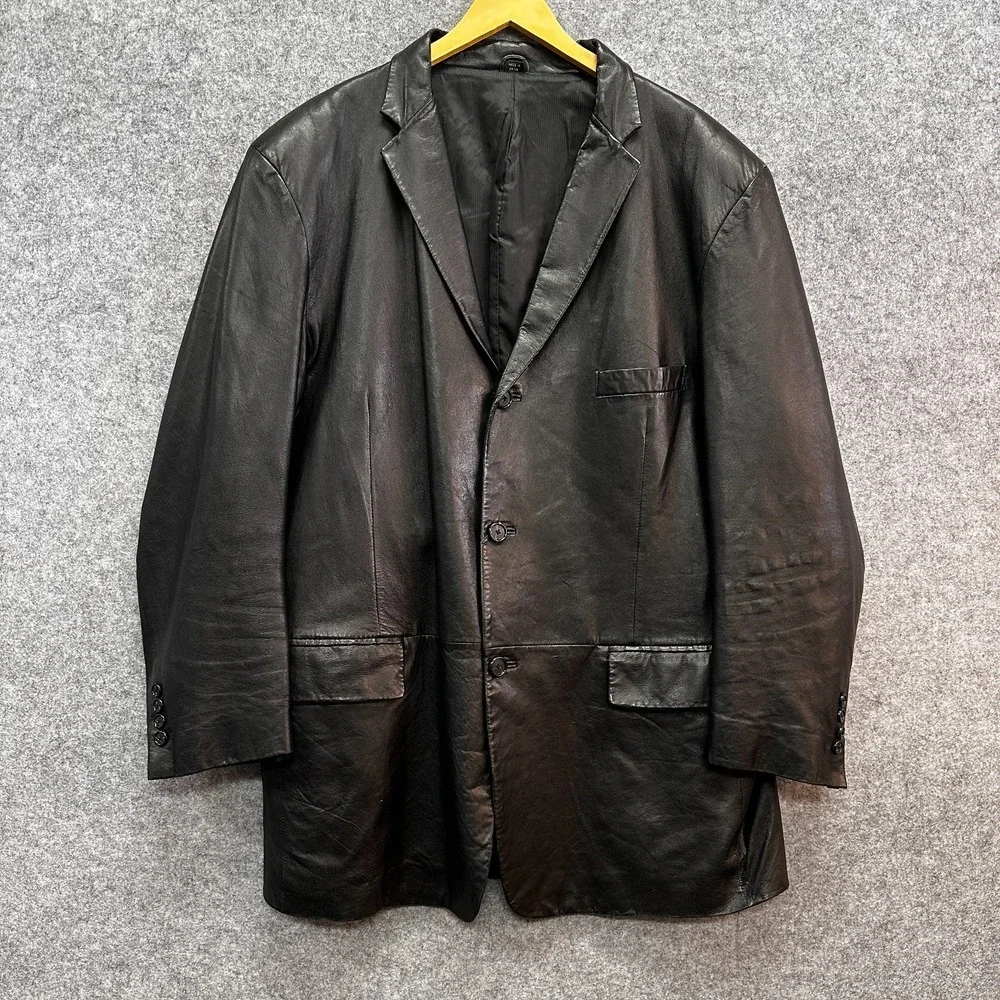 Alfani Leather Jacket Mens Size 48 L Positano Black Sport Coat Blazer Soft